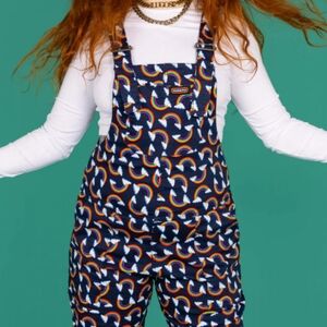 Run & Fly Rainbow Print Dungarees in Corduroy Size L Unisex